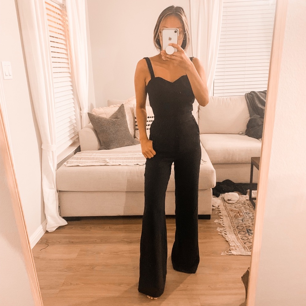 Black Flare Jumpsuit with Pockets